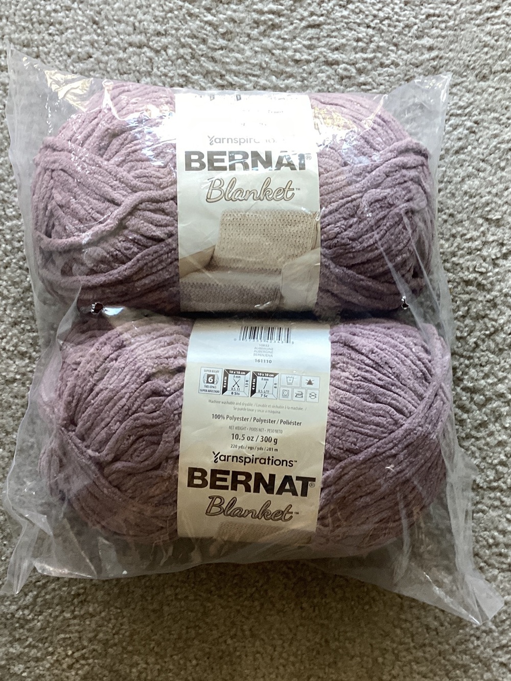 Bernat Blanket Yarn Skeins - Dusty Mauve - Sealed in plastic